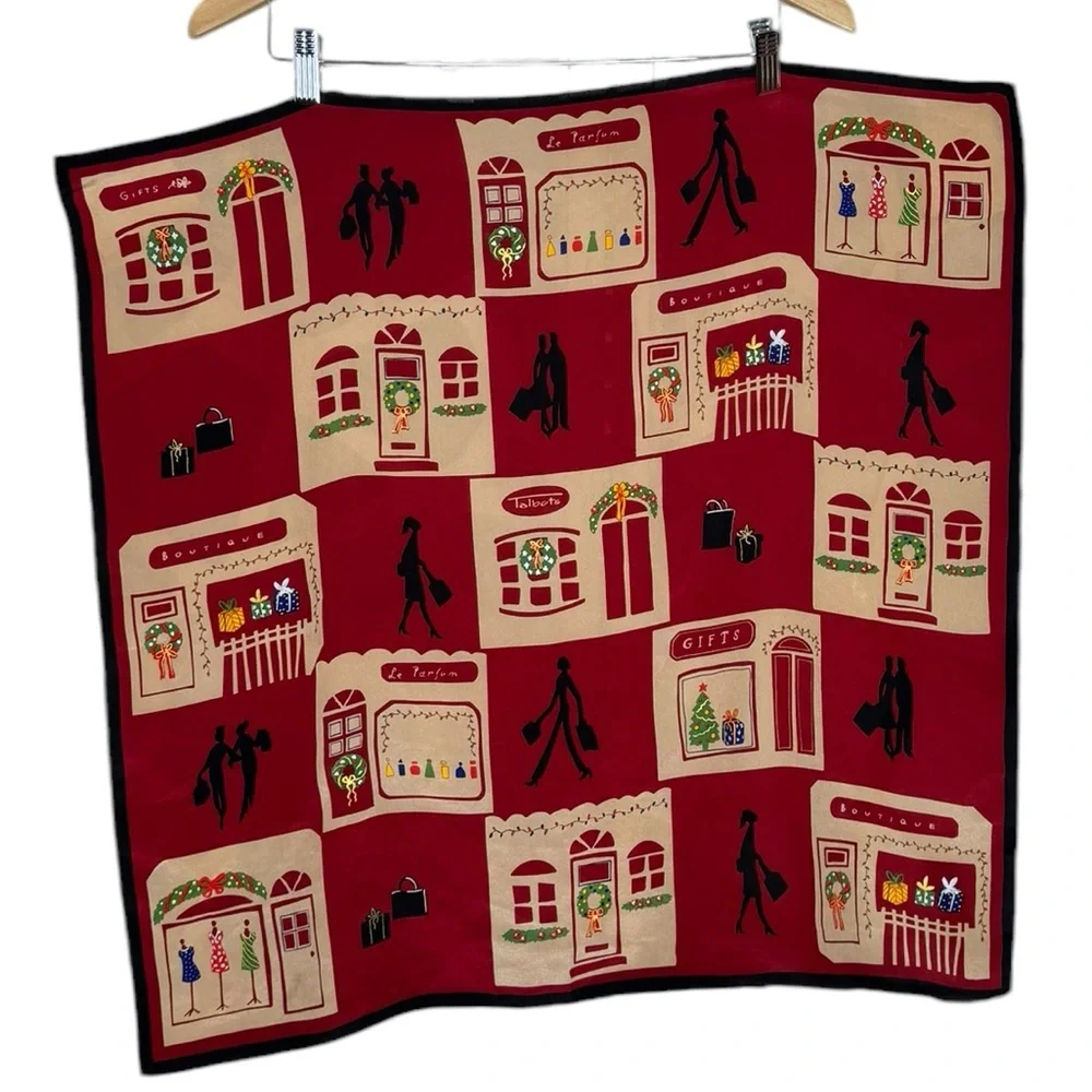 TALBOTS CHRISTMAS THEME SILK SCARF